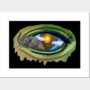 Elephant in Sahara Eye Posters and Art